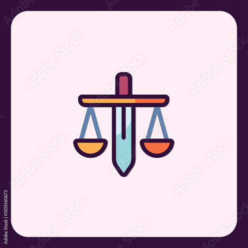 Colorful Icon of Scales of Justice Symbolizing Legal and Ethical Balance