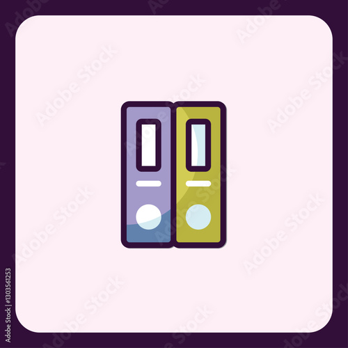 Stylized flat vector icon of two office file folders arrangement