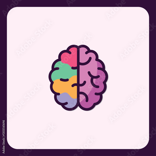 Creative Brainstorming Icon with Colorful Cerebral Hemispheres Depiction