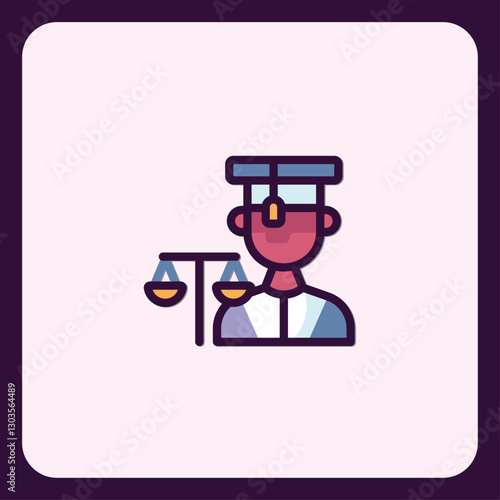 Modern Advocate Icon Depicting Justice and Legal Representation with Scales