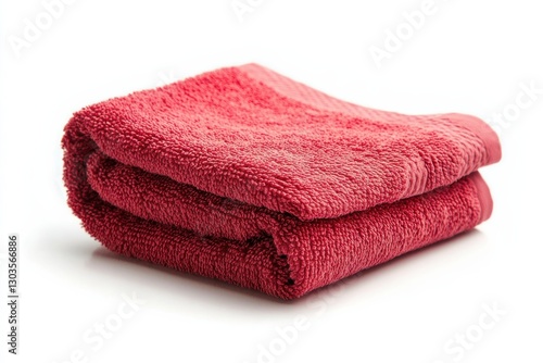 Soft red towel elegantly folded on a clean surface capturing a minimalist aesthetic in bright light isolated on transparent background