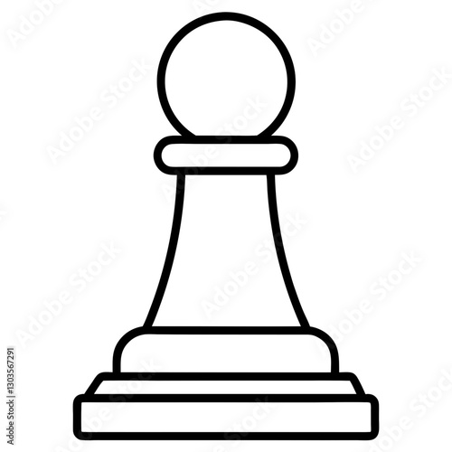 a pawn chess piece illustration in line art, on a isolated background, vector illustration