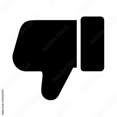 a black thumbs down icon indicating rejection, disapproval, or dislike. A simple, clean design conveys negativity, opposition, and dissatisfaction vector illustration