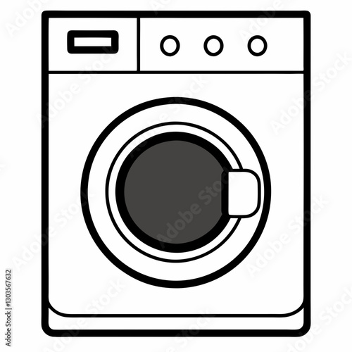 a simple illustration of a washing machine, clean clothes and household chores are simplified vector illustration