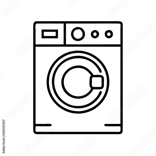 a simple black and white outline illustration of a washing machine vector illustration