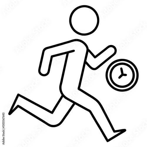 a running person racing against time, illustrated with a clock to symbolize urgency and speed vector illustration