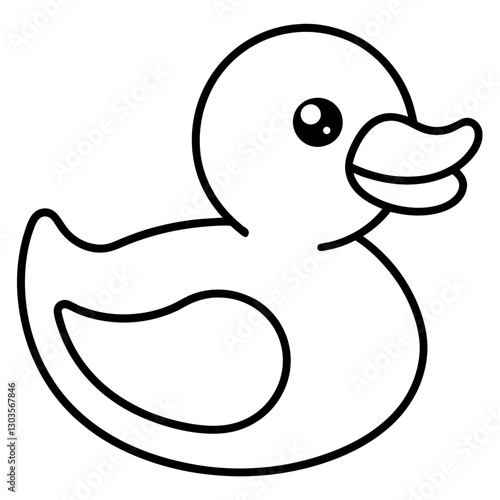 a cute line art illustration of a rubber duck. It is a classic bath toy vector illustration