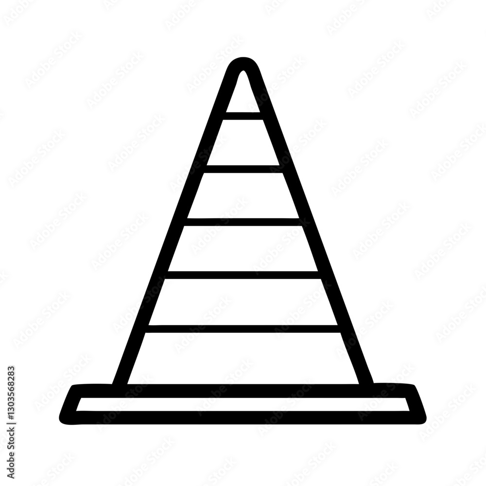 a traffic cone is illustrated in black and white with a simple yet recognizable design. vector illustration a traffic cone is illustrated in black and white with a simple yet recognizable design. vector illustration