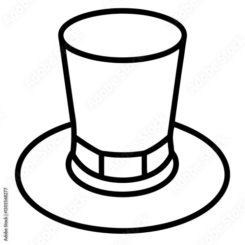 a simple drawing of a classic top hat, rendered in black outline vector illustration