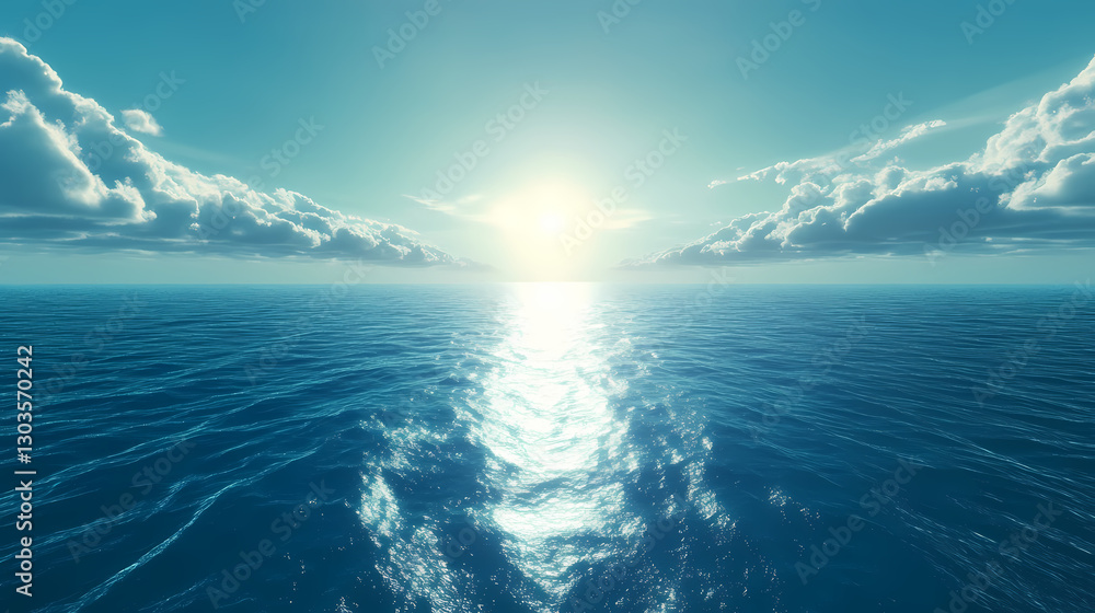 Fototapeta premium Lines grid technology perspective background. 3d rendering. Eternity - Ocean. Illustration
