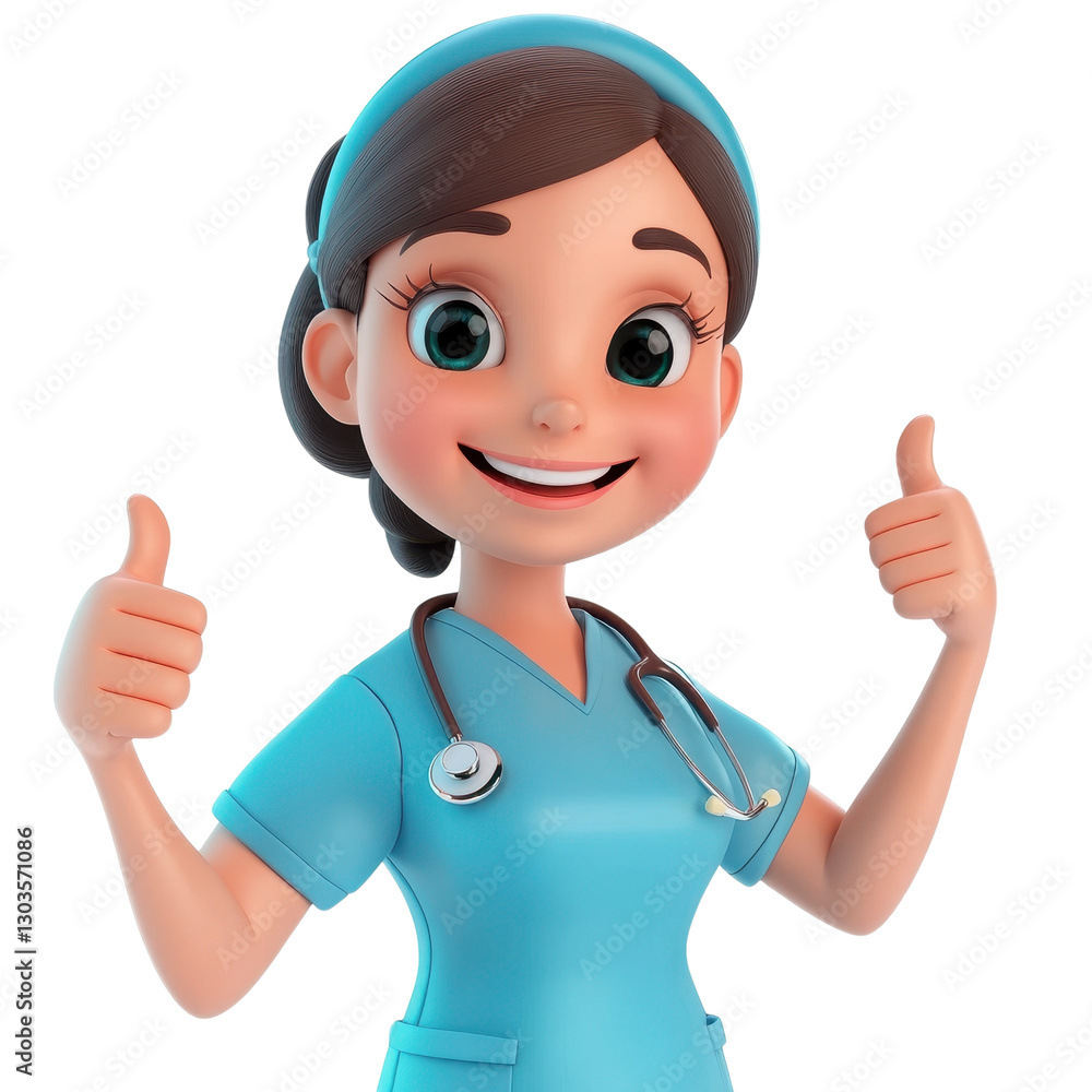 Cheerful Cartoon Nurse Giving a Thumbs Up – Transparent PNG Cheerful Cartoon Nurse Giving a Thumbs Up – Transparent PNG