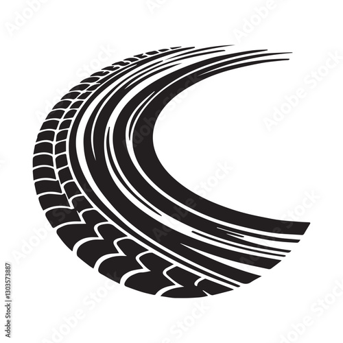 grunge Curved tire tracks vector