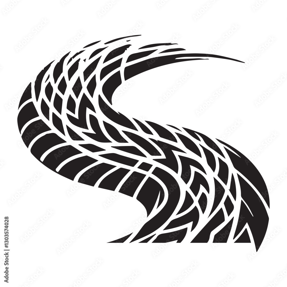 Obraz premium grunge Curved tire tracks vector