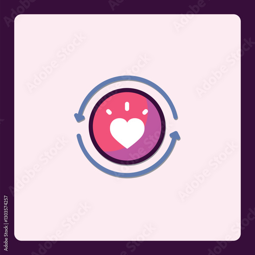 Renewal of affection concept represented by a heart icon within a cyclic arrow