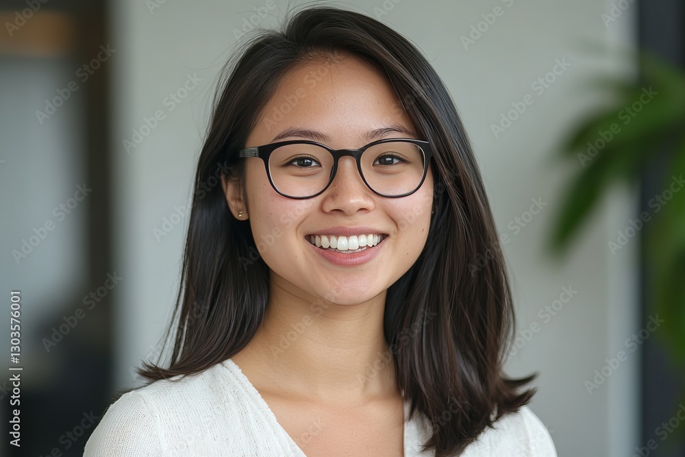 Portrait of a Smiling Young Asian Woman with Glasses Happy Cheerful Friendly Attractive Professional Business Person Model Headshot Image girl face Portrait of a Smiling Young Asian Woman with Glasses Happy Cheerful Friendly Attractive Professional Business Person Model Headshot Image girl face