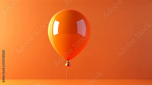 A vibrant orange balloon against a matching background, evoking a playful atmosphere.