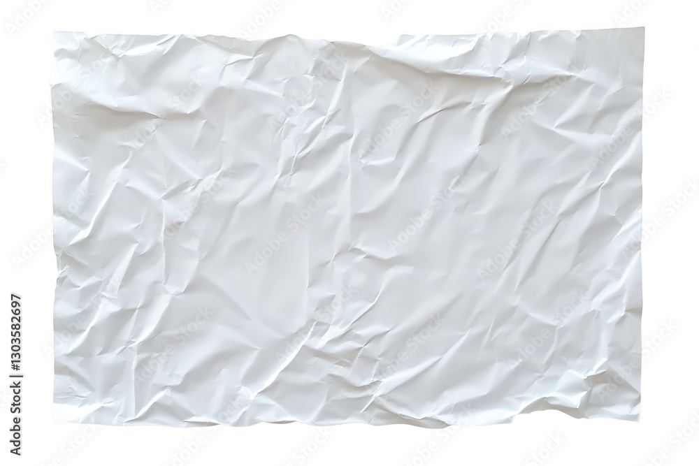 Obraz premium Crumpled White Paper Texture with Wrinkles and Abstract Design Isolated On A Transparent Background. Cut Out