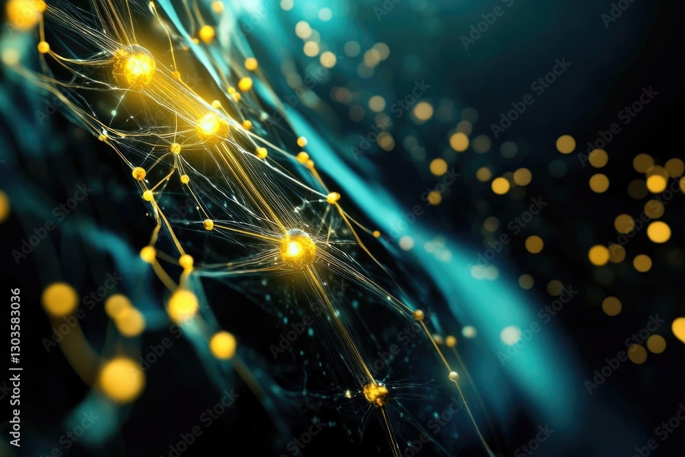 Obraz premium Abstract neural network visualization with glowing connections
