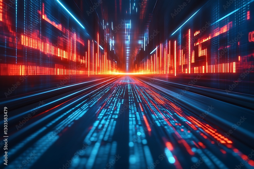 Data stream tunnel with light speed flow Data stream tunnel with light speed flow