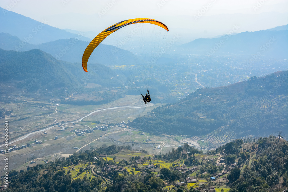 paraglider in the mountains, Nepal, Himalaya paraglider in the mountains, Nepal, Himalaya