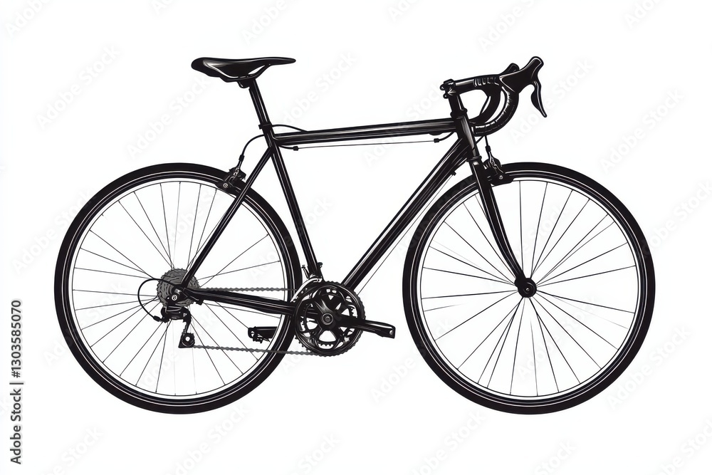 A sleek black road bike stands ready for an exhilarating ride on a sunny day in the city isolated on transparent background A sleek black road bike stands ready for an exhilarating ride on a sunny day in the city isolated on transparent background