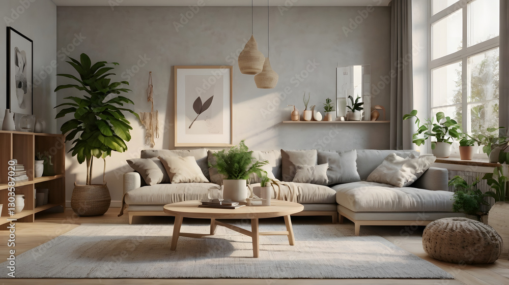 Fototapeta premium Minimalist Scandinavian Living Room