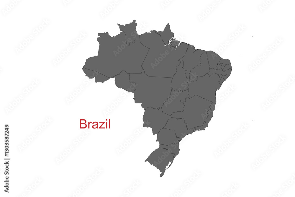 Obraz premium Brazil map. Map of Brazil in grey color