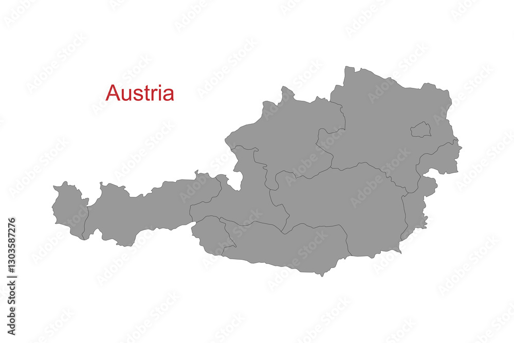 Fototapeta premium Austria map. Map of Austria in grey color