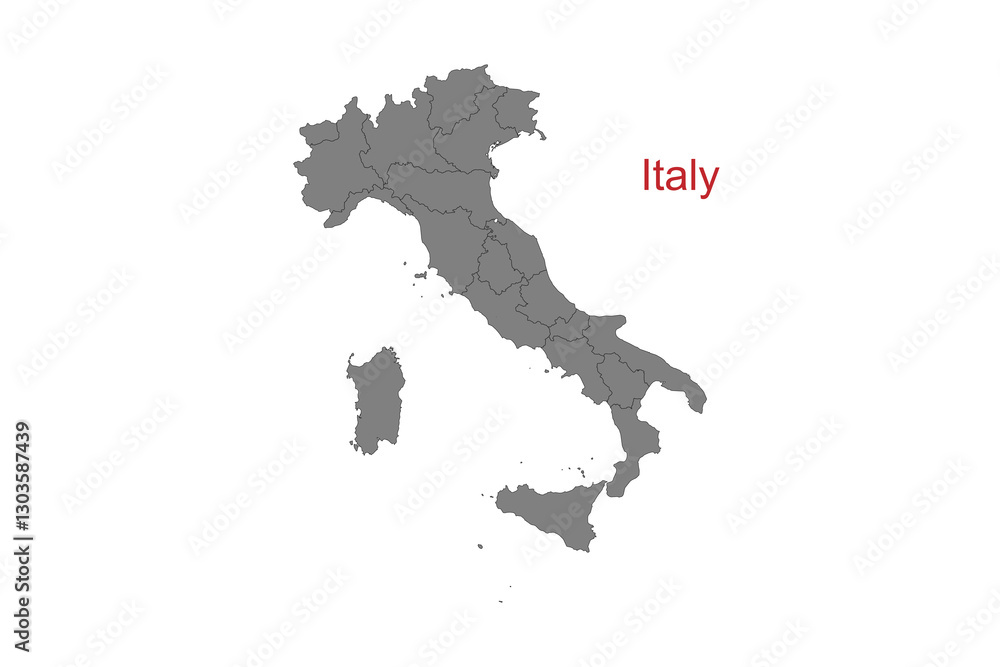 Italy map. Map of Italy in grey color Italy map. Map of Italy in grey color