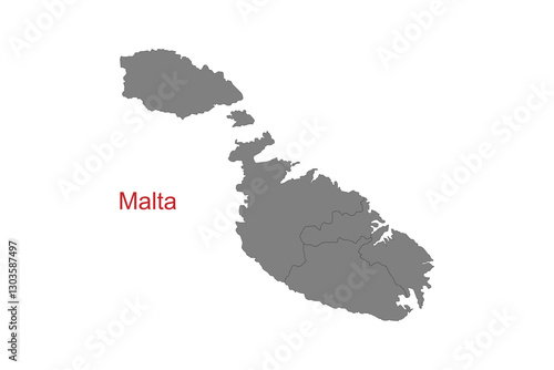 Malta map. Map of Malta in grey color