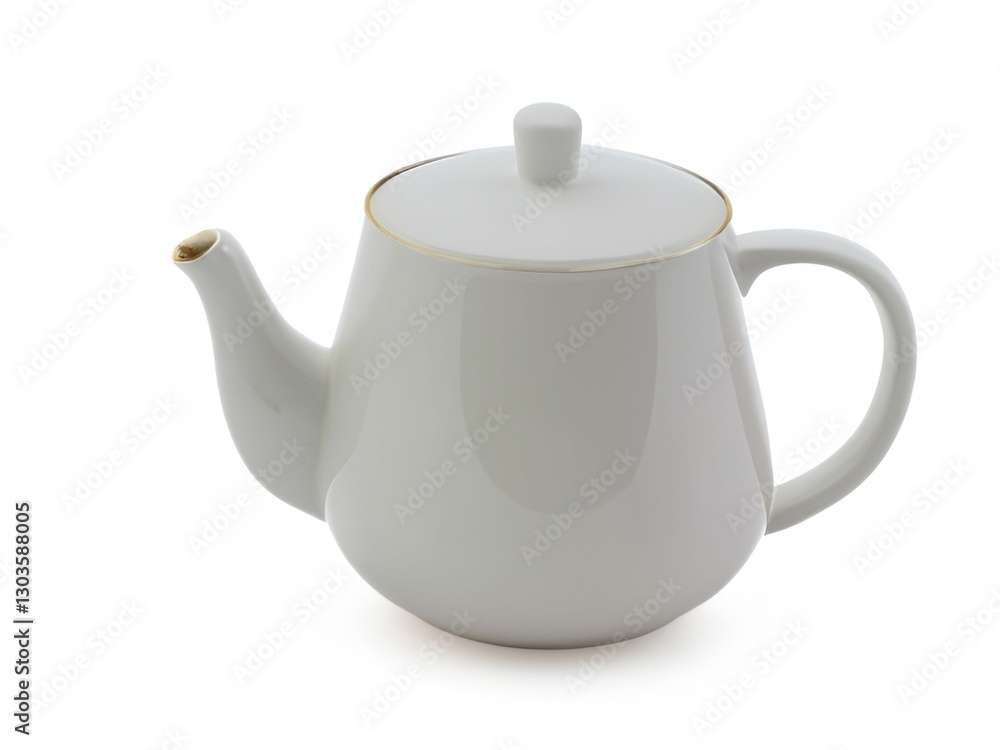 Porcelain white teapot isolated on white background. White ceramic kettle isolate on white background. Porcelain white teapot isolated on white background. White ceramic kettle isolate on white background.