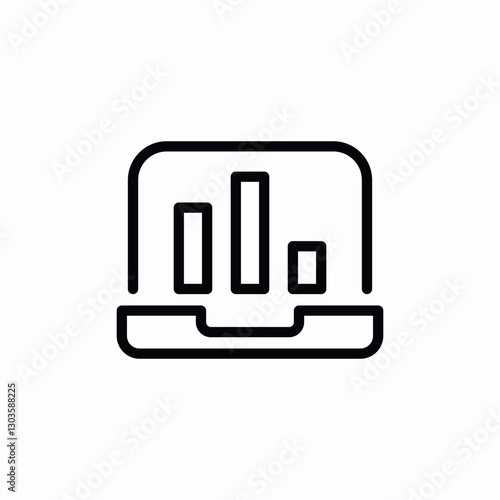 laptop statistical application icon sign vector