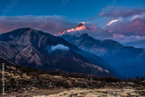 sunset over the mountains, Nepal, Himalaya