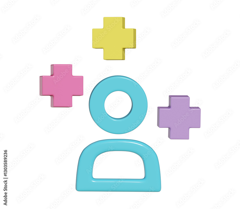 Fototapeta premium User profile sign icon front side 3D rendering.