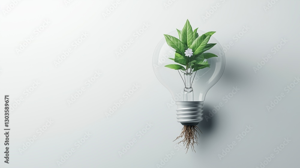 Light bulb transforming into a plant symbolizes sustainable energy and eco-friendly innovation for a greener future Light bulb transforming into a plant symbolizes sustainable energy and eco-friendly innovation for a greener future