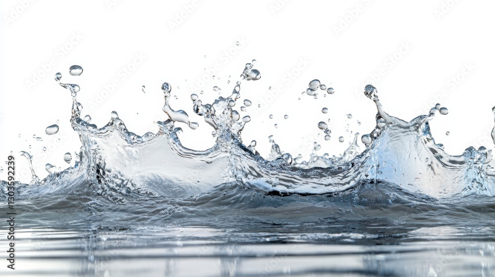 Dynamic water splash in stunning detail on a white backdrop, showcasing the power and beauty of liquid motion. Dynamic water splash in stunning detail on a white backdrop, showcasing the power and beauty of liquid motion.