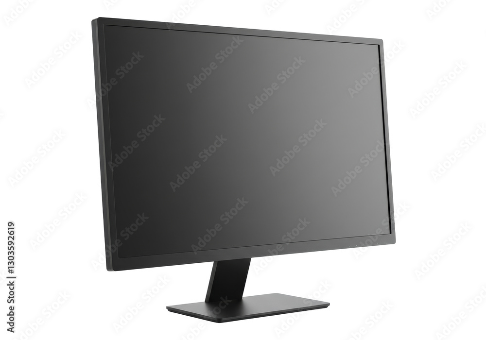 A computer monitor displayed in isolation against a clean white background, emphasizing its sleek design and features A computer monitor displayed in isolation against a clean white background, emphasizing its sleek design and features