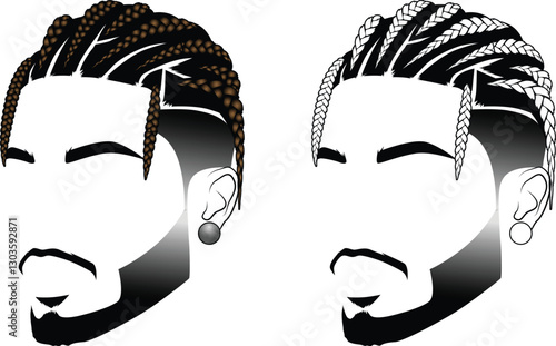 Black African Men Braid Hair - Barber Logo