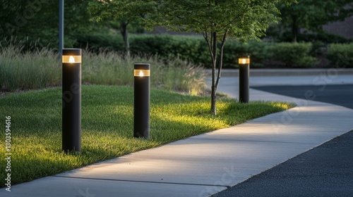 Pathway Lighting Modern Bollard Lights Along Walkway, landscape, outdoor lights