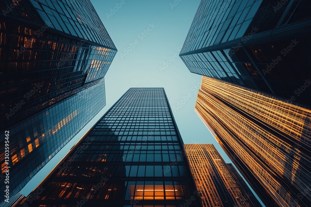 Tall skyscrapers rise into the sky Tall skyscrapers rise into the sky