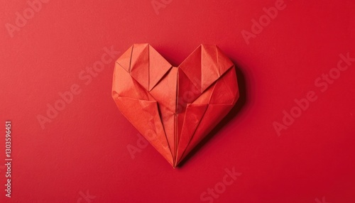 Wallpaper Mural Origami heart placed on solid red background Torontodigital.ca