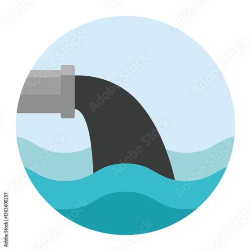 water pollution from industry.dirty waste water in the sea design vector icon flat isolated illustration