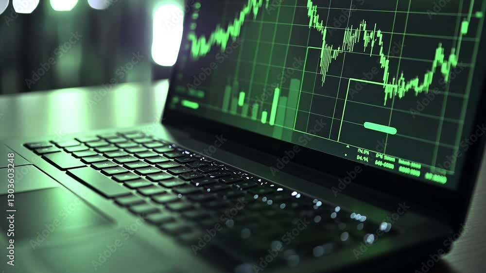 Analyzing financial data charts on a laptop screen showcasing investment analysis Analyzing financial data charts on a laptop screen showcasing investment analysis