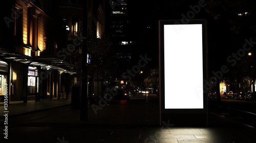 Blank Billboard Ad Space at Night in City Setting