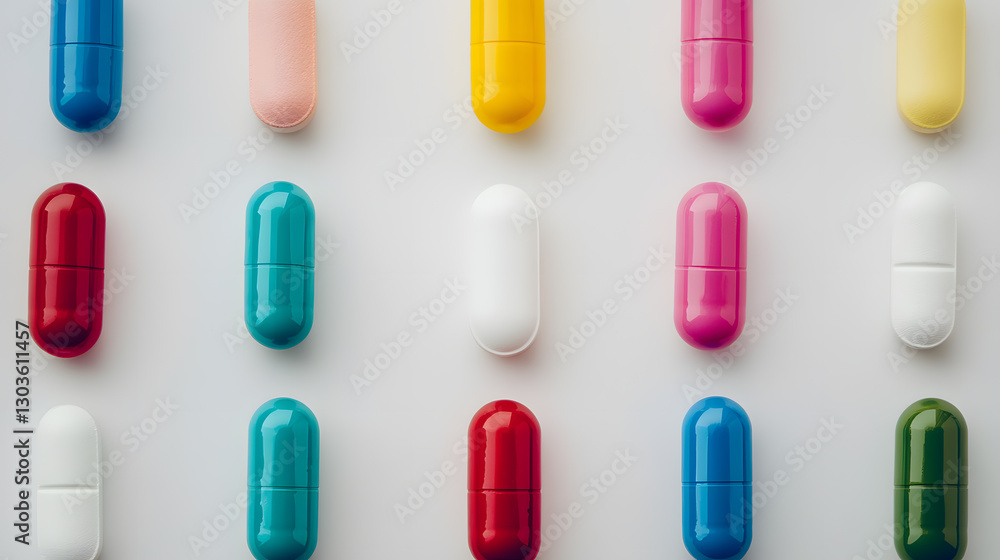 Various colorful capsule pills in a neat array. Health and wellness concept with pharmaceutical medication on white. Various colorful capsule pills in a neat array. Health and wellness concept with pharmaceutical medication on white.