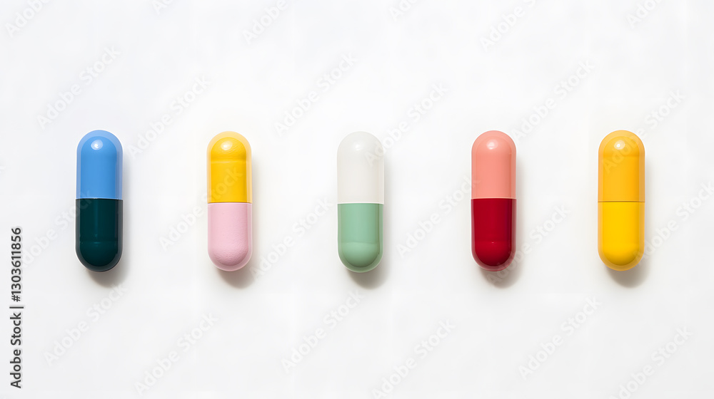 Colorful Medication Capsules: An array of vibrant, two-toned pills. Medicine and health industry. Pill organization and color-coding. Colorful Medication Capsules: An array of vibrant, two-toned pills. Medicine and health industry. Pill organization and color-coding.