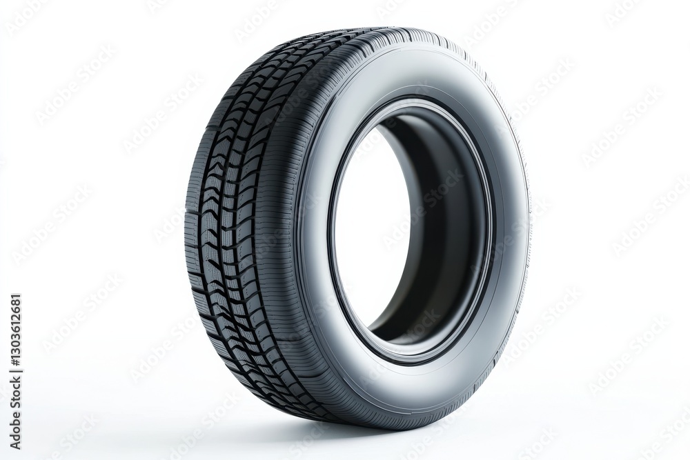 A single freshly manufactured tire showcases its design against a bright white backdrop isolated on transparent background A single freshly manufactured tire showcases its design against a bright white backdrop isolated on transparent background