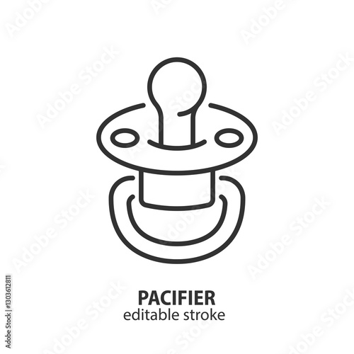 Pacifier line icon. Baby nipple outline symbol. Vector illustration. Editable stroke.