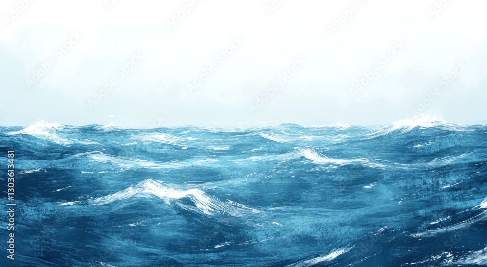 Fototapeta premium Ocean waves, turbulent water, vast expanse, tranquil scene, background, stock photo
