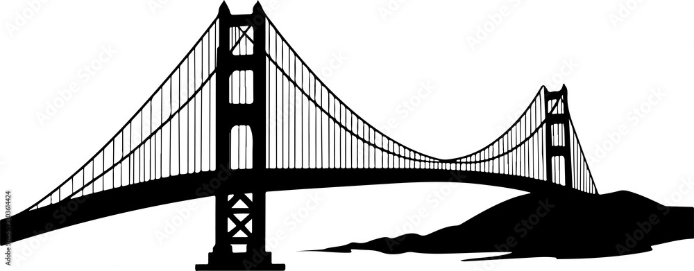 Naklejka premium Silhouette of Golden Gate Bridge